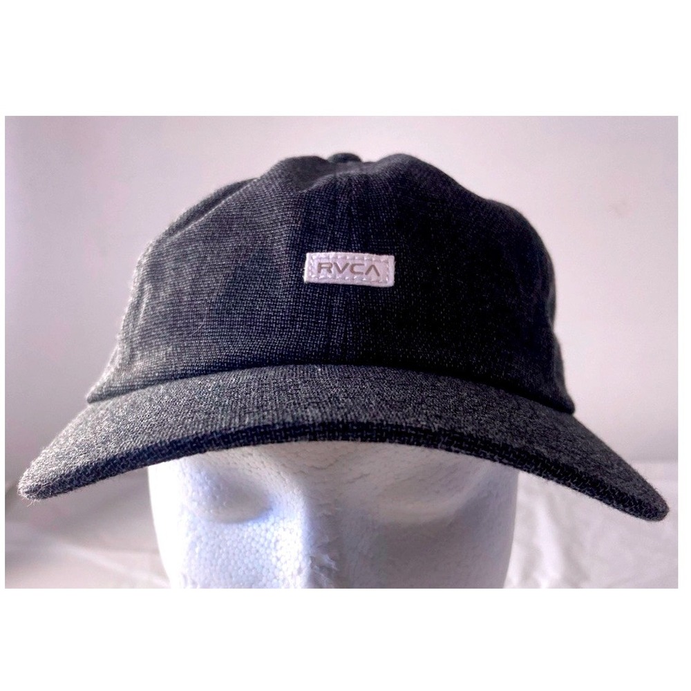 RVCA Mid Fit Adjustable Strapback Hat Charcoal Grey Heather Yupoong Cap Mens